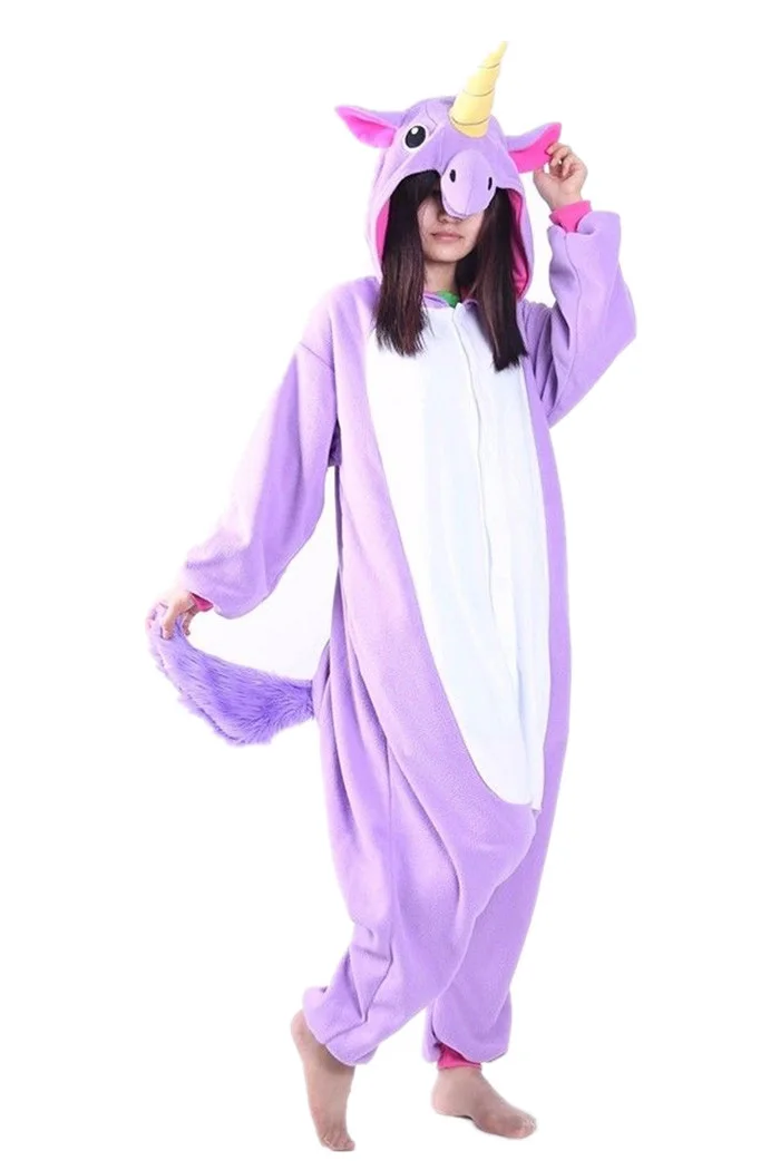 Новый животных косплей костюм для взрослых синий розовый фиолетовый единорог