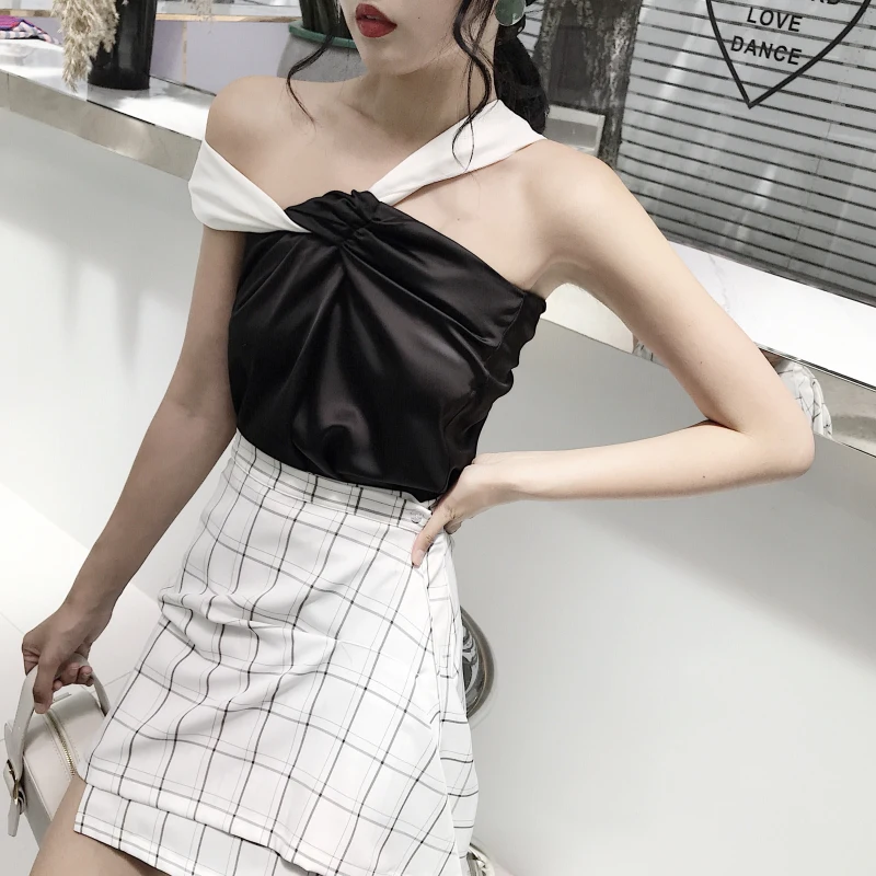 2018 модные комплекты из двух предметов дамы без бретелек пикантные Короткие топы