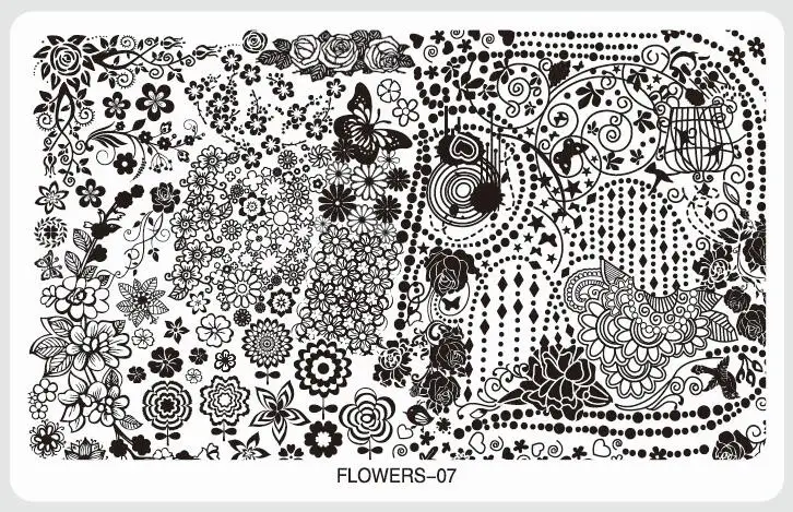 FLOWERS-07 1 шт.* Цветы для стемпинга ногтей пластины Различные дизайны DIY изображения акриловый дизайн ногтей шаблоны для маникюра трафареты инструменты для маникюра - Цвет: FLOWERS-07