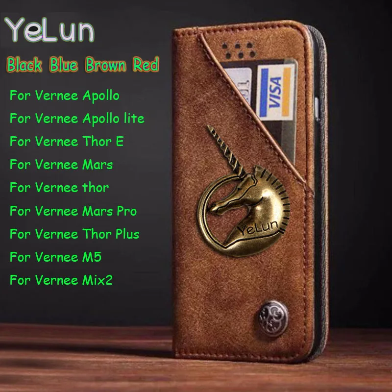 YeLun Ретро Чехол Для Vernee Mix2 M5 Thor Plus Thor E Mars Чехол-книжка с единорогом из искусственной кожи чехол-книжка чехол для телефона