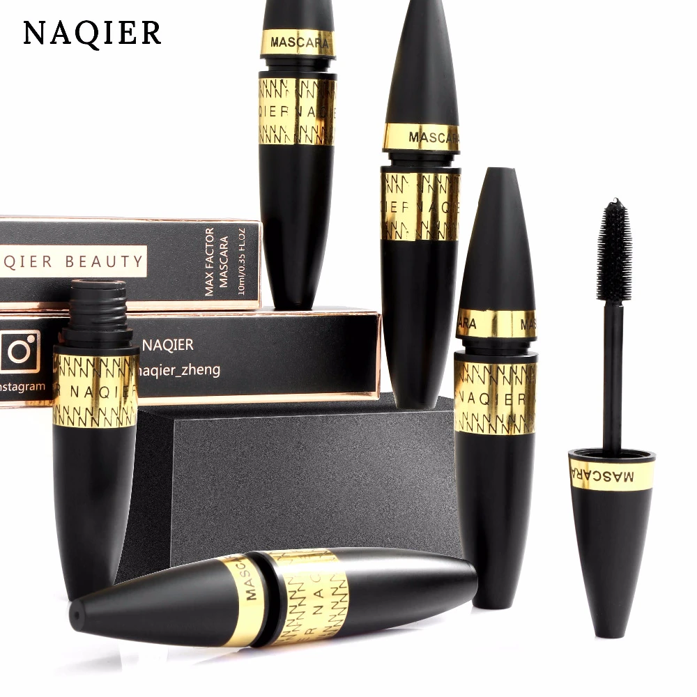 NAQIER тушь для ресниц Длина Длинные загнутые Mascaras 4D шелковое волокно Тушь для ресниц Водонепроницаемая римельная тушь для ресниц «Rimmel» большие глаза