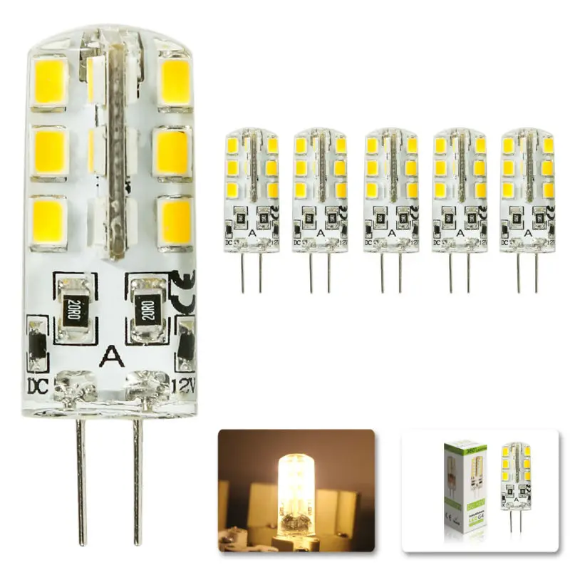 5 шт./лот светодиодная G4 2835 SMD 6 Вт AC/DC 12V 24LED лампа галогенная g4 Светодиодные лампы 12v