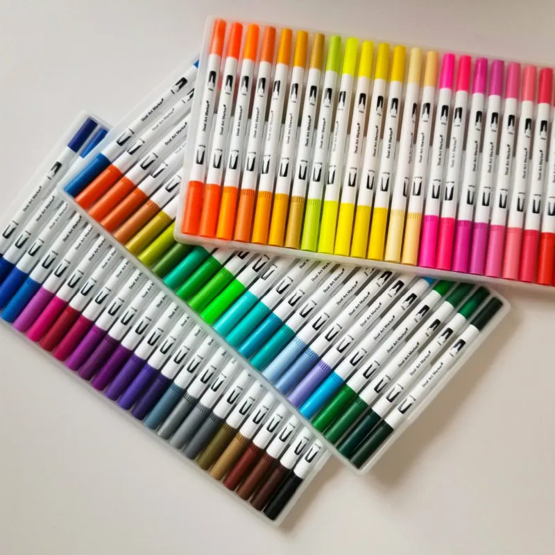 100 шт цветов с двумя наконечниками кисти ручки Fineliners окрашивание акварелью Эскиз