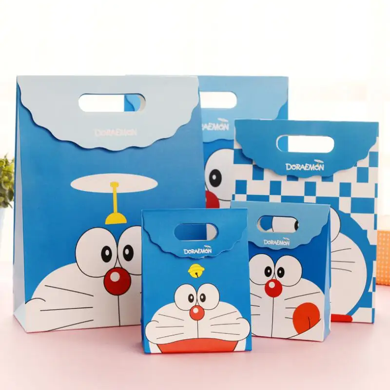 

20pcs/lot Cartoon Gift Packaging Paper Bags Cute Robot Cat Pattern Small Handbag Christmas Halloween Birthday Gift Bag