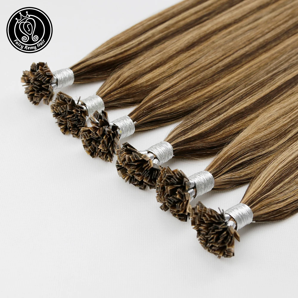 Сказочные волосы Remy 0 8 г/локон 14 &quot18&quot 22 &quotRemy человеческие для наращивания с