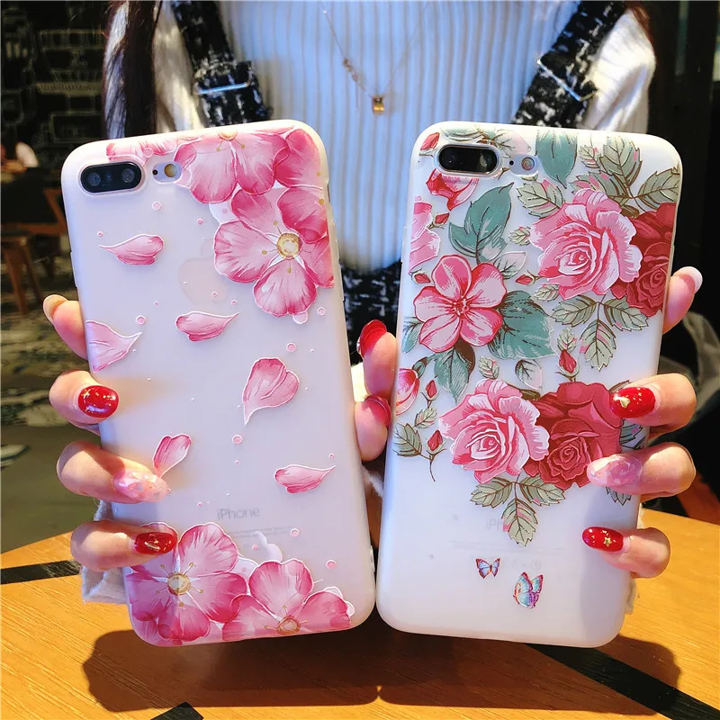Роскошный цветок кремния чехол для телефона iPhone 7 8 Plus XS Max XR роза цветочный X 6 S