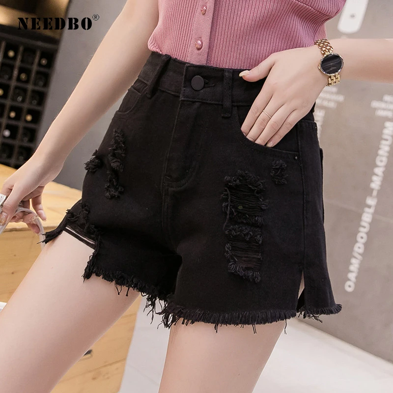 

NEEDBO джинсовые шорты с высокой талией женские свободные повседневные женские летние шорты для женщин джинсовые шорты женские сексуальные в...