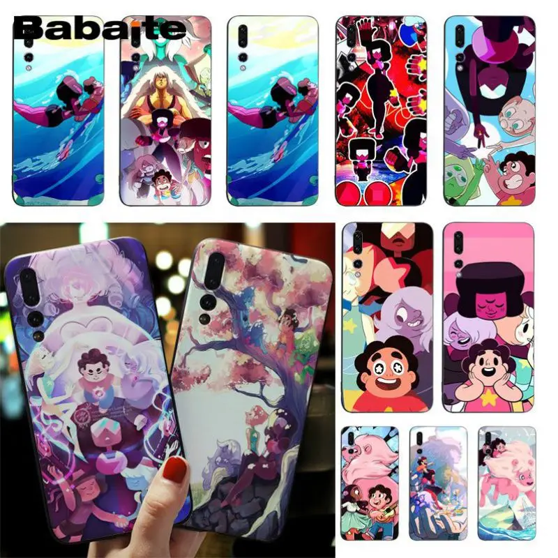 Babaite Cartoon Steven Universe Smart Cover Black Soft Shell Phone Case For Huawei honor 9 10 V9 V10 P9 P10 P20 P20pro | Мобильные