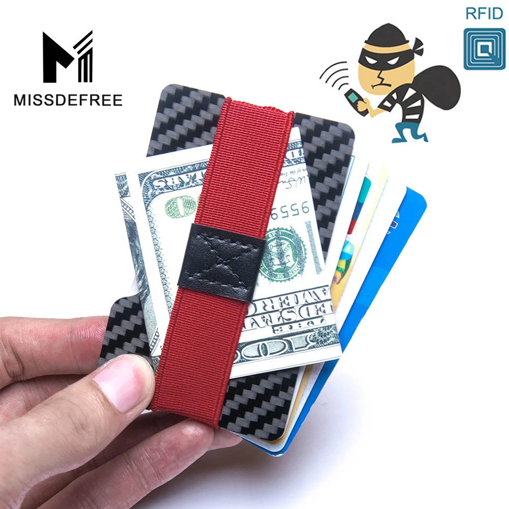 Зажим для денег и кредитных карт из углеродного волокна с RFID блокировкой тонкие