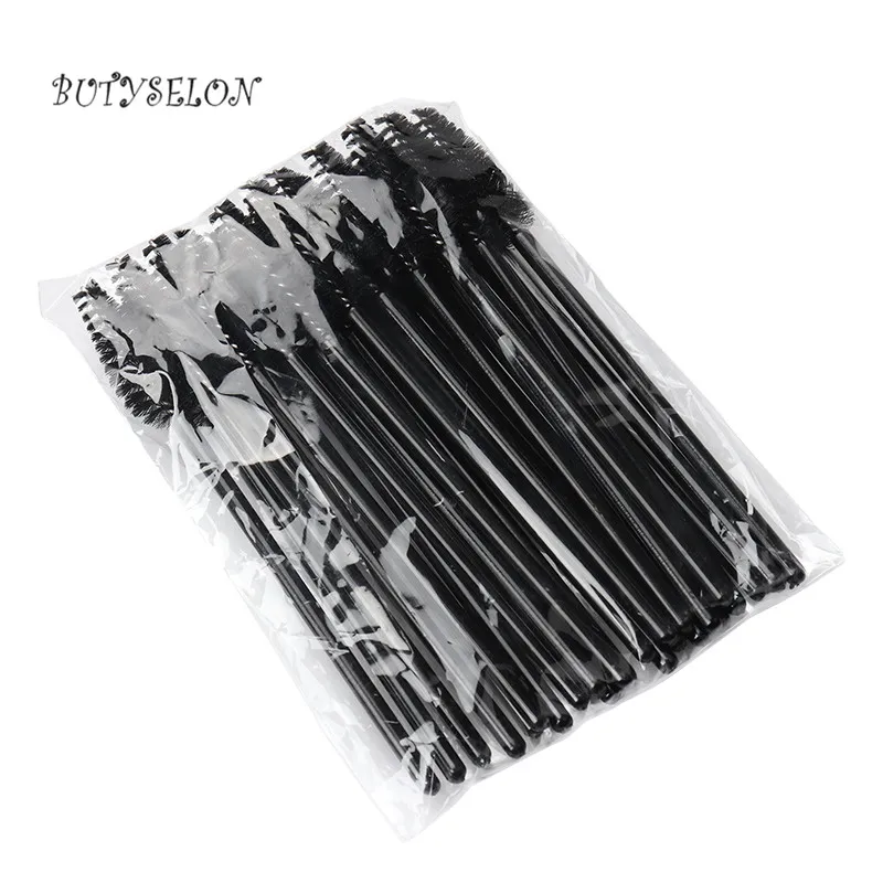 W-full black 200 штук ручка Одноразовые капли воды форма Косметический кисточки нейлон тушь для ресниц Wands ресницы макияж расчёски волос наращивания ресниц инст - Handle Color: W-full black