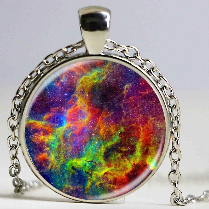 Модное ожерелье с кулоном в виде галактики и туманности стеклянный кабошон