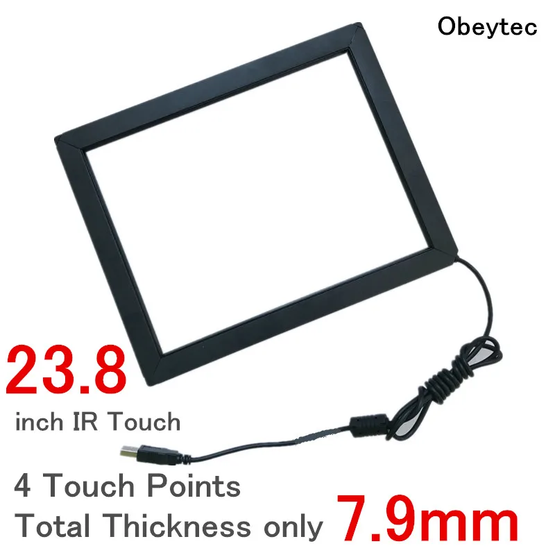 ИК сенсорный экран Obeytec 23 8 дюйма пыленепроницаемый узкий 4 точки касания толщина
