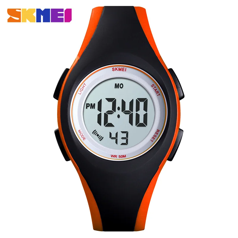 Black Orange SKMEI спортивные детские часы, цифровые часы, модные, много цветов, детские часы, 5 бар, водонепроницаемые, светящийся дисплей, montre enfant 1459 - Цвет: Black Orange