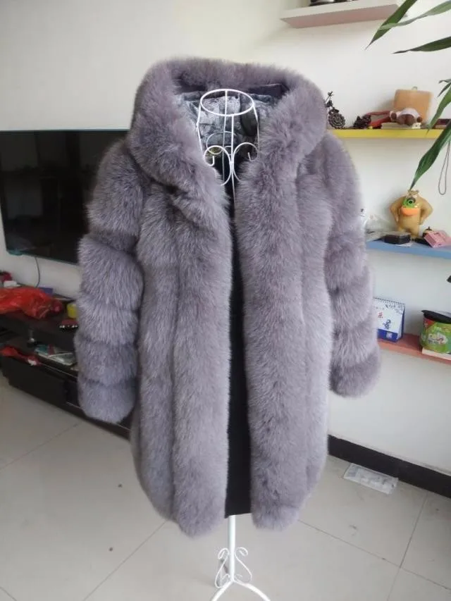 LIYAFUR 10 цветов Длинные натуральная натуральный Толстый синий Лисий Мех животных пальто России S зимние Роскошные пальт