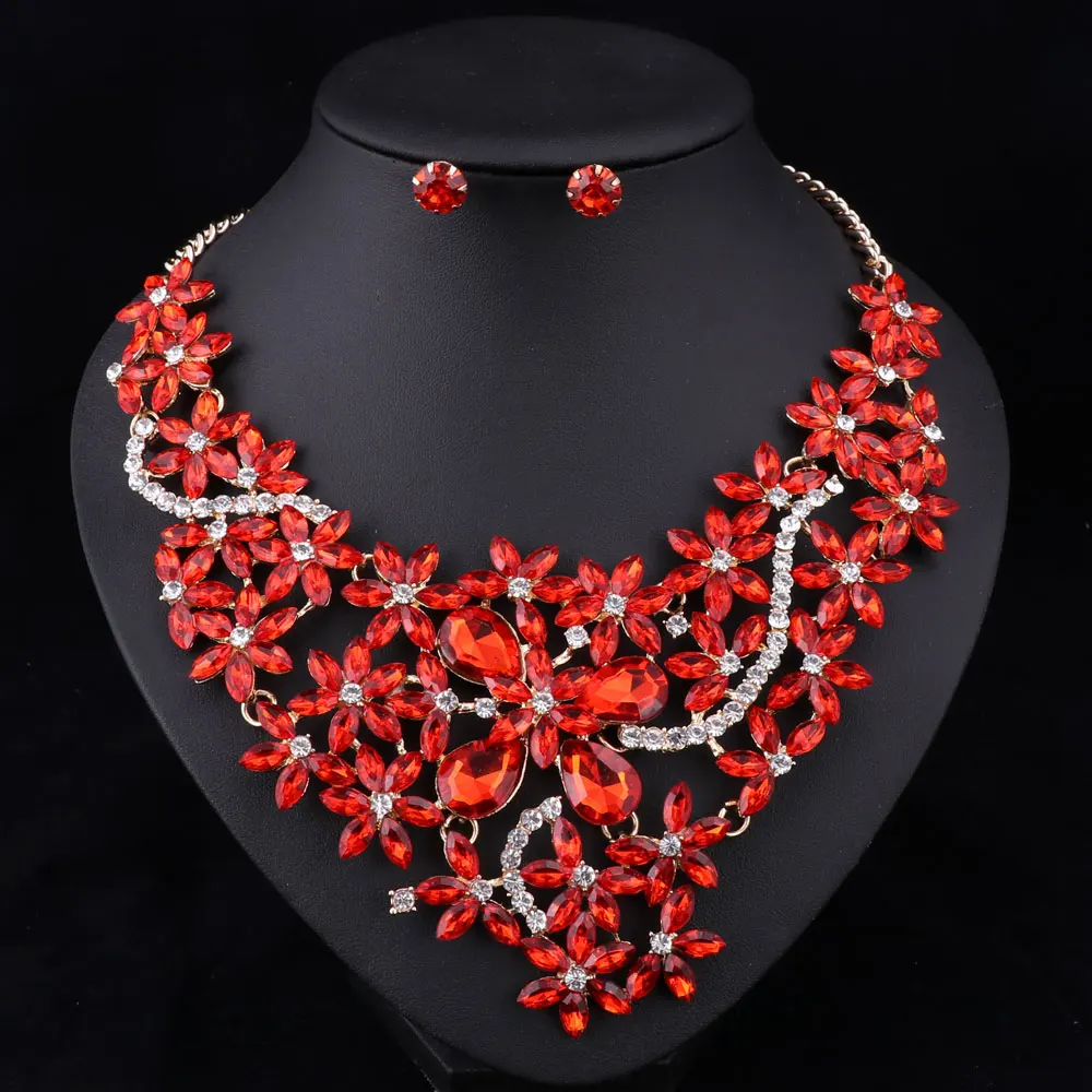 5 цветов наборы свадебных ювелирных изделий свадебное ожерелье серьги для невест