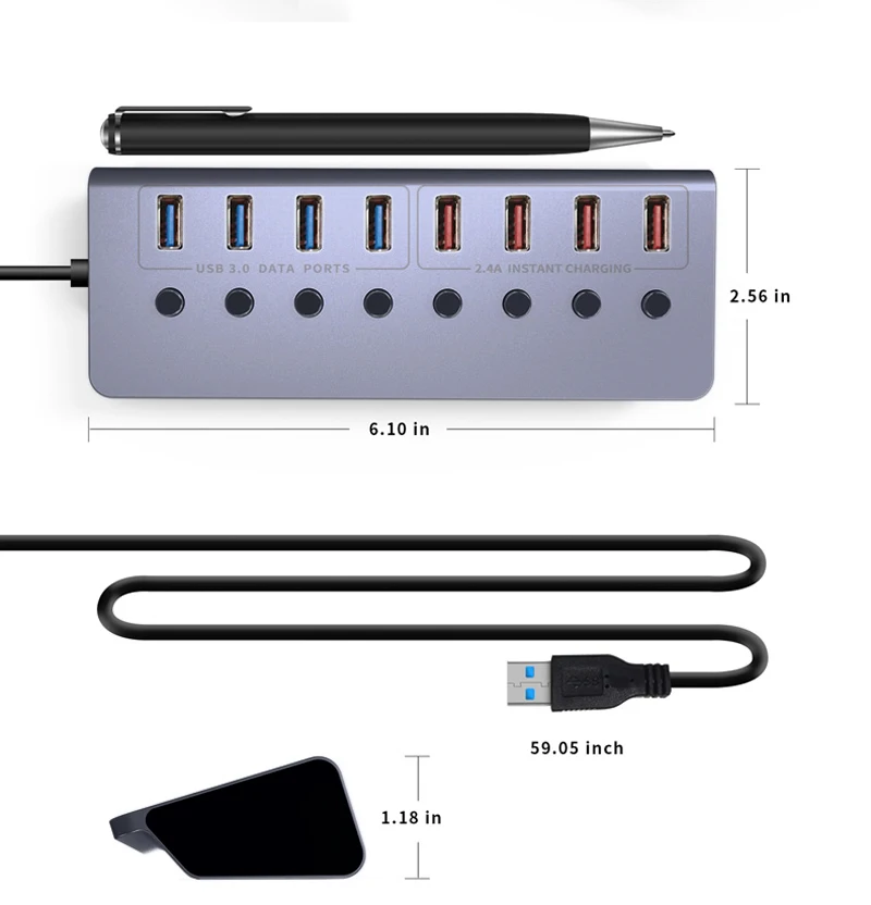 4 Порты USB 3,0 концентратор смарт-устройство для быстрой Зарядное устройство для зарядки, украшенное мозаикой из драгоценных камней, 12V 4A Мощность адаптер ЕС США штекер USB разветвитель переключатель для компьютера ПК ноутбук