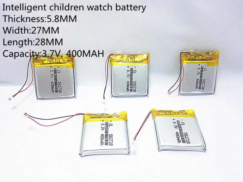 

1pcs 3.7V 400mAh Rechargeable li-Polymer Li-ion Battery For Q50 G700S K92 G36 Y3 Children's smart watches mp3 582728 602828