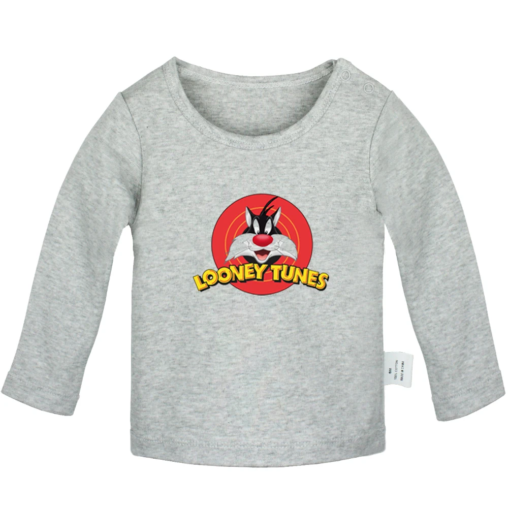 Милые футболки для новорожденных с изображением кота Сильвестра Лони Тюн Happy Face