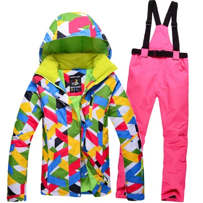 color 3 Новинка, лыжные костюмы, Женская куртка+ штаны, одежда для сноуборда, лыжные куртки для сноуборда, спортивные, водонепроницаемые, ветрозащитные, дышащие - Цвет: color 3
