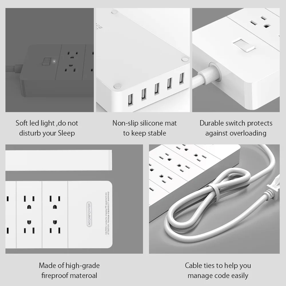 NTON POWER HPC USB защита от перенапряжения ETL США штекер 8AC розетка с зарядным