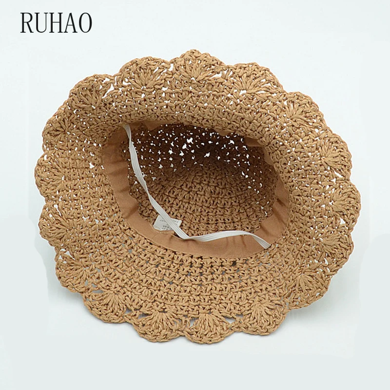 RUHAO летние шляпы для девочек подарок рафия ручной работы вязаная мягкая складная