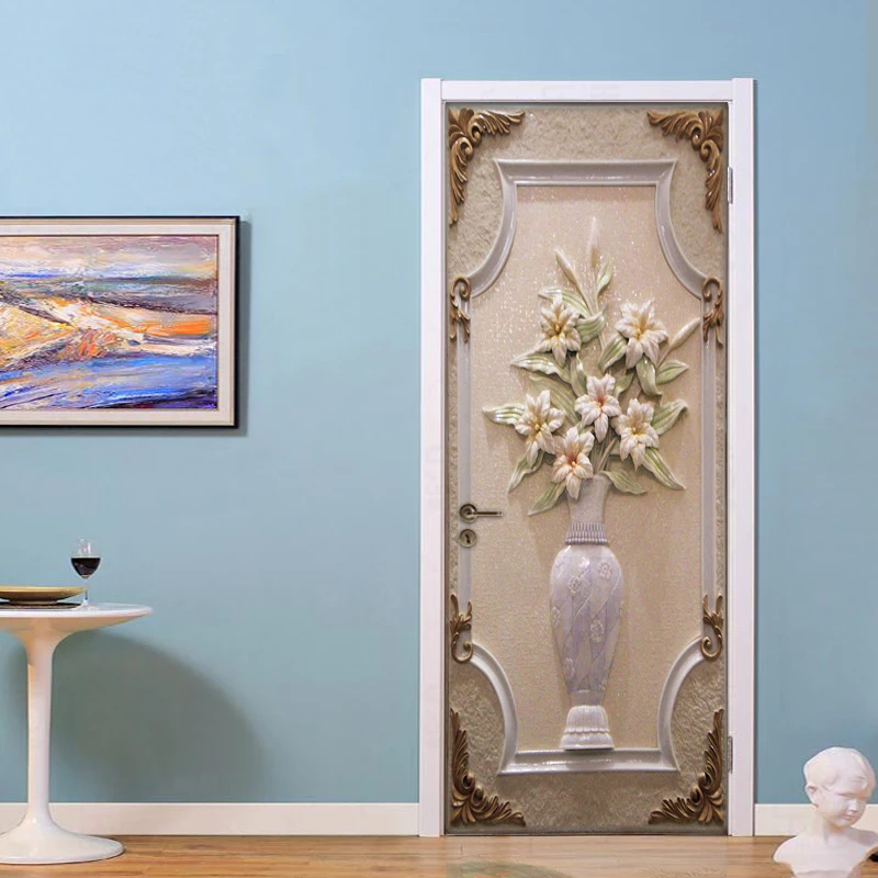 Дверная наклейка из ПВХ самоклеящаяся Настенная картина искусственная 3D