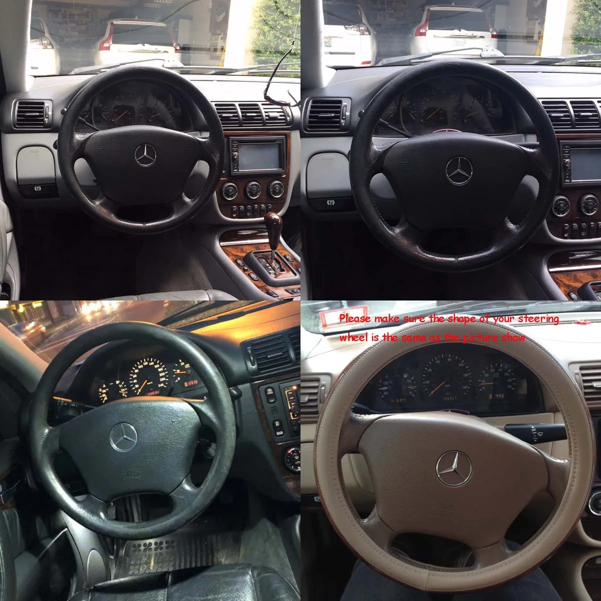 Черная кожа Коричневая деревянная крышка рулевого колеса для Mercedes Benz 1998-2005 W163 ML M 270 ML320 ML350 ML430 ML500 ML55 AMG