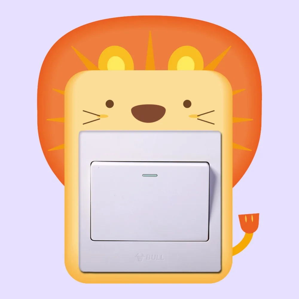 9 стиль милый мультфильм переключатель панель наклейки Тигр Лев наклейка со