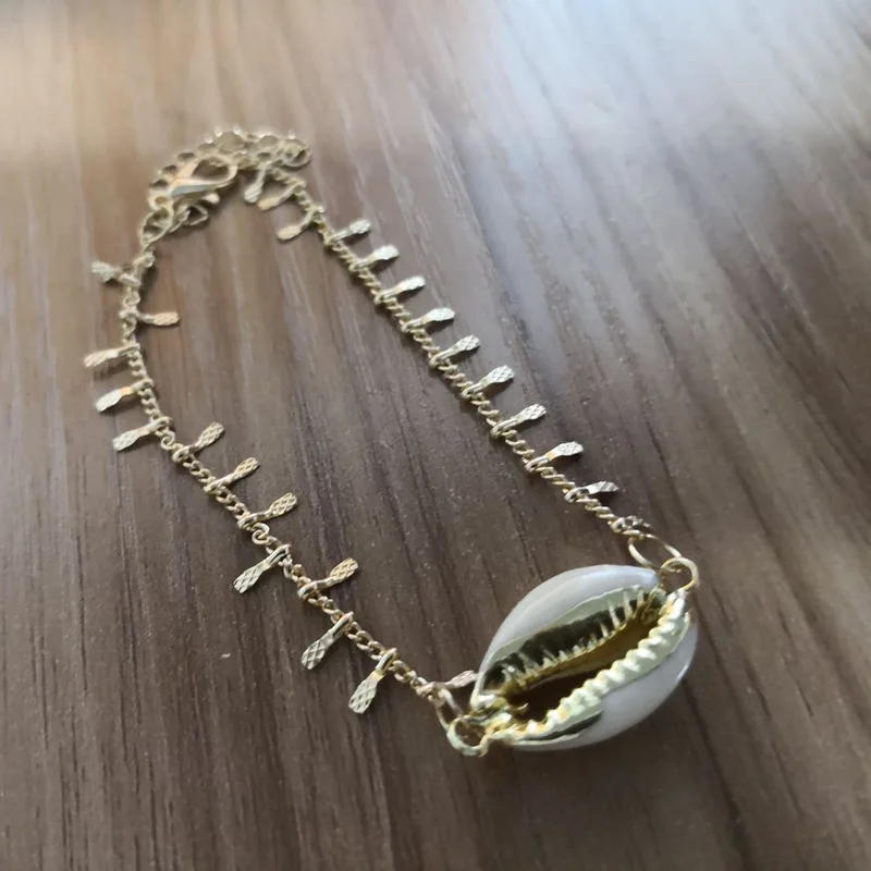 05192043 Boho puka shell веревка для браслетов, обработанная воском браслет дружбы рождественские подарки для женщин ювелирные изделия из натуральной раковины - Окраска металла: 05192043