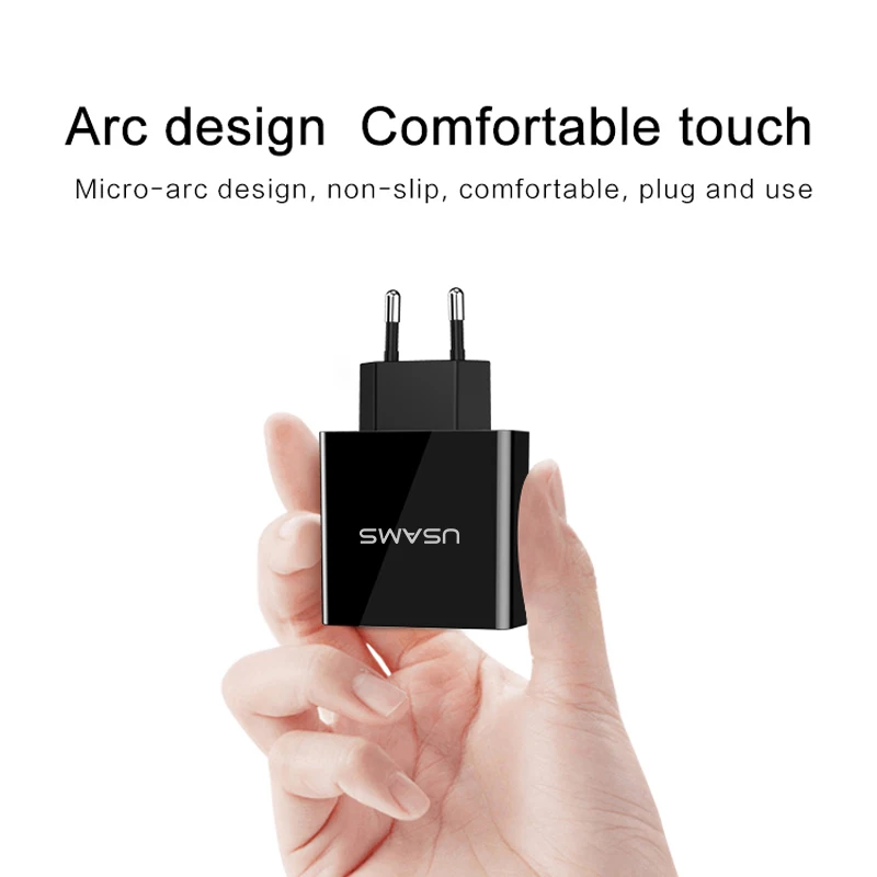 USAMS светодиодный 3 дисплея USB зарядное устройство для samsung EU US Plug Max 3A Смарт Быстрая зарядка мобильного телефона зарядное устройство для iPhone Xiaomi huawei