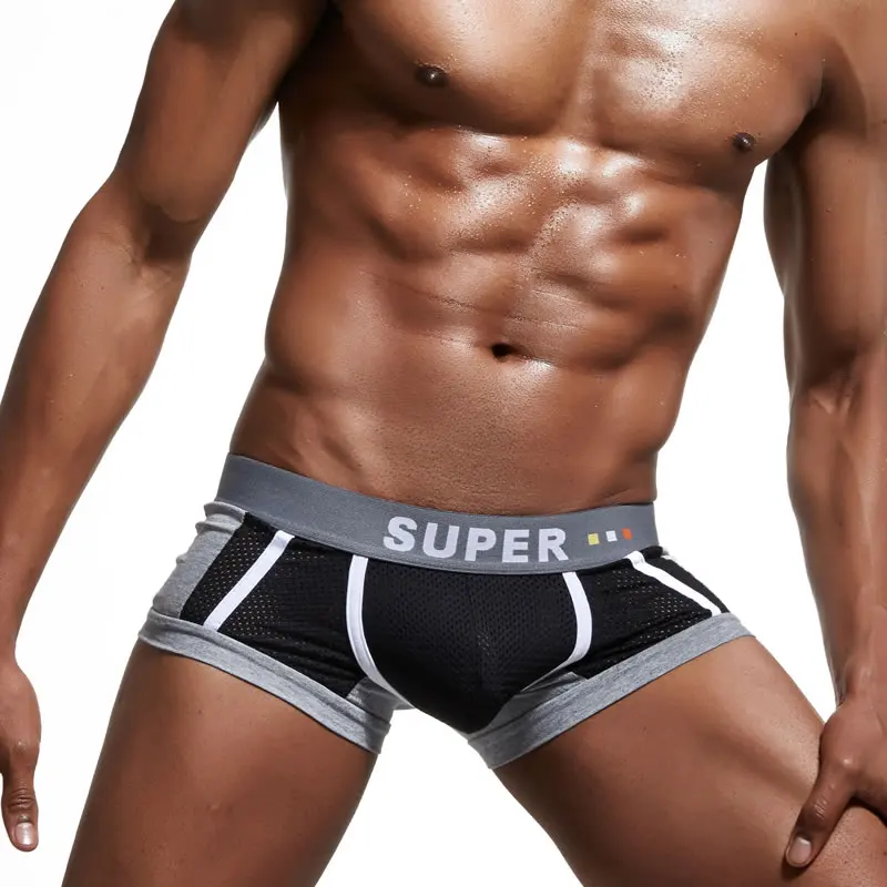Новые сексуальные мужские боксеры SUPERBODY нижнее белье Сетчатая Сумка дышащие 3