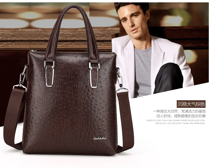 Высококачественный портфель из искусственной кожи со страусиным узором, мужская сумка-мессенджер, фирменный мужской портфель, деловой мужской портфель для ноутбука, мужская сумка