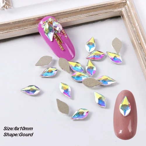 10 шт. Стразы ab Crystal для лак для ногтей аксессуары Русалка ромб ювелирных камней Стекло камни стразы для ногтевого дизайна дизайн TR908 - Цвет: Gourd 6x10mm