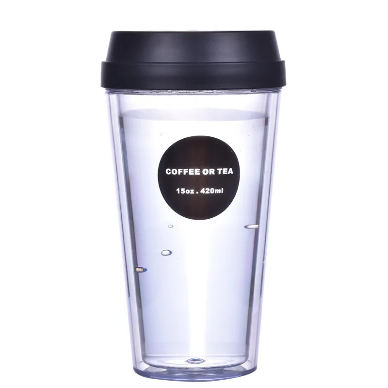 Creative 420ml Double Layer AS Plastic Coffee Mugs Portable Outdoor Leak-proof Tumblers Student Tea Milk Juice Cups | Дом и сад