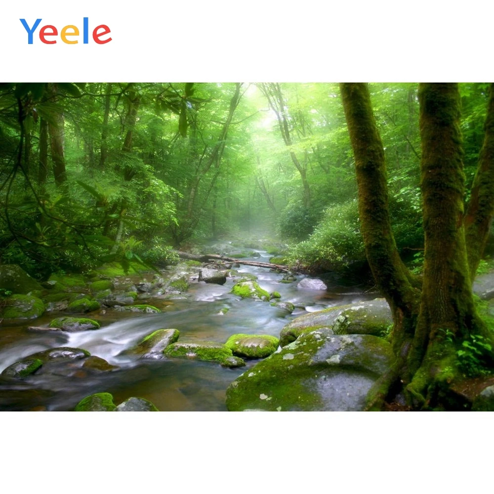 Виниловый фон для фотосъемки Yeele с изображением зеленого леса реки дерева