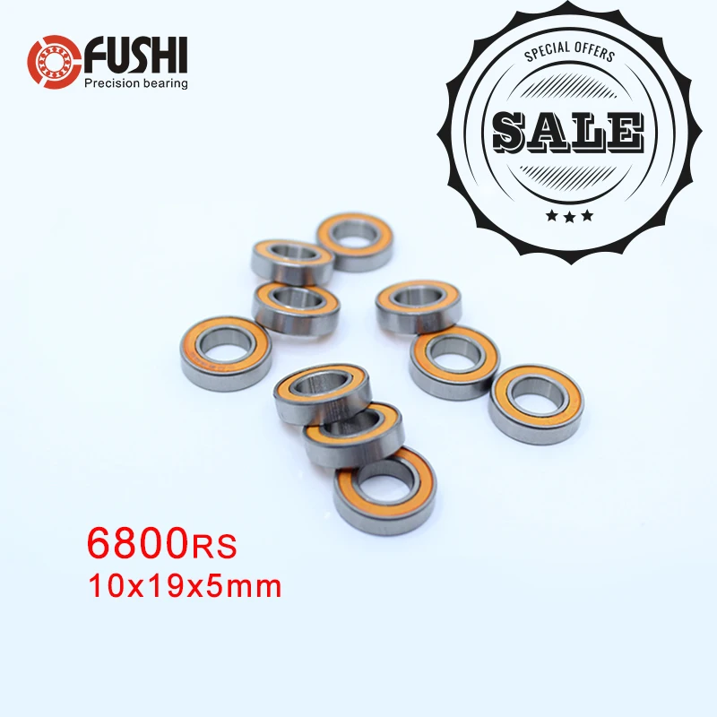 6800RS подшипник Φ (10 шт.) 10x19x5 мм тонкие 6800 2RS шарикоподшипники 61800 RS с оранжевым