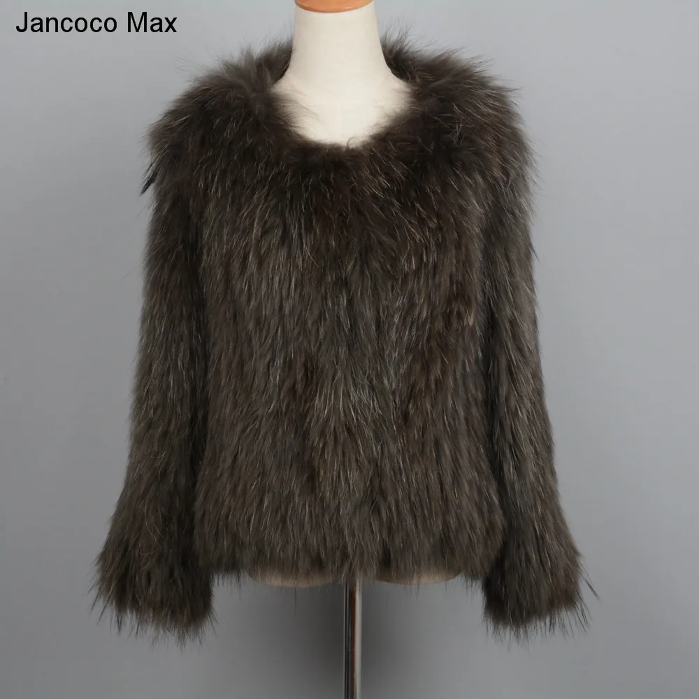 Jancoco Max натуральный мех енота пальто весна осень зима Высокое качество трикотажные женские куртки S7105