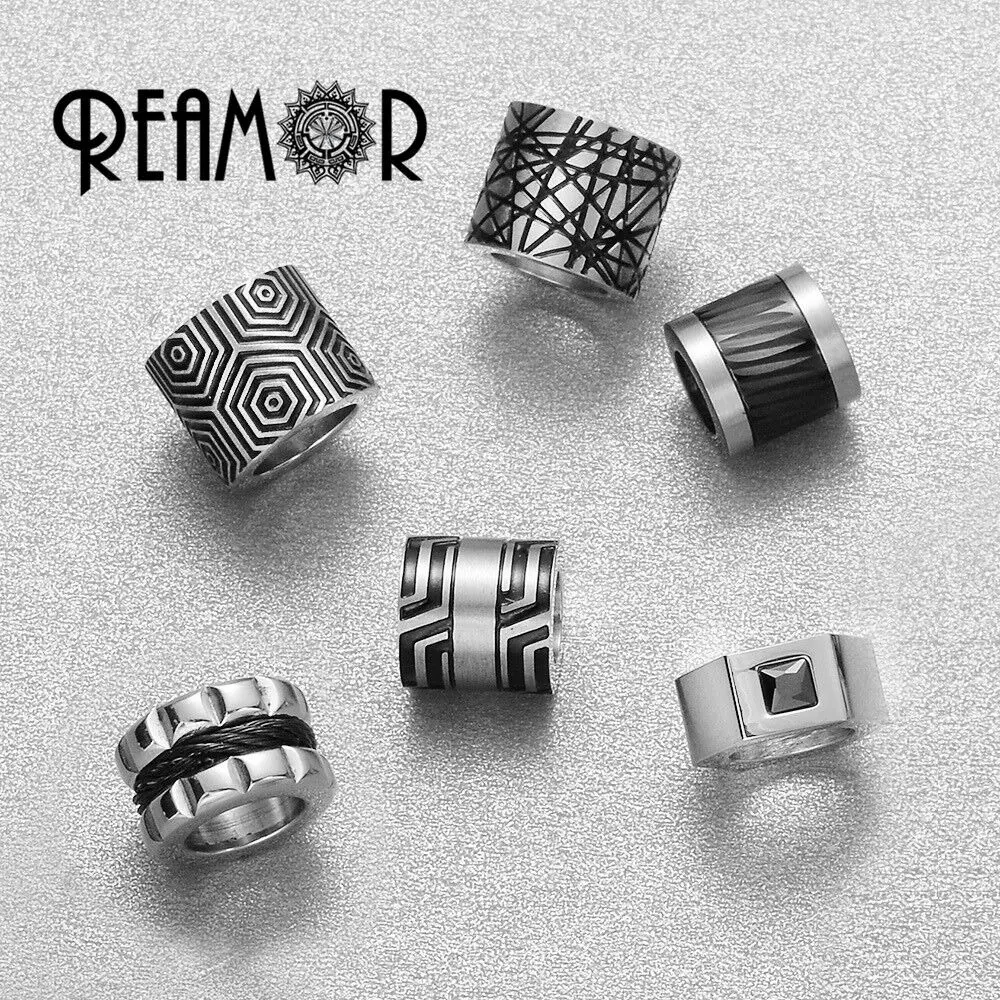 Круглые бусины для браслета REAMOR круглые цветные из нержавеющей стали 316l с