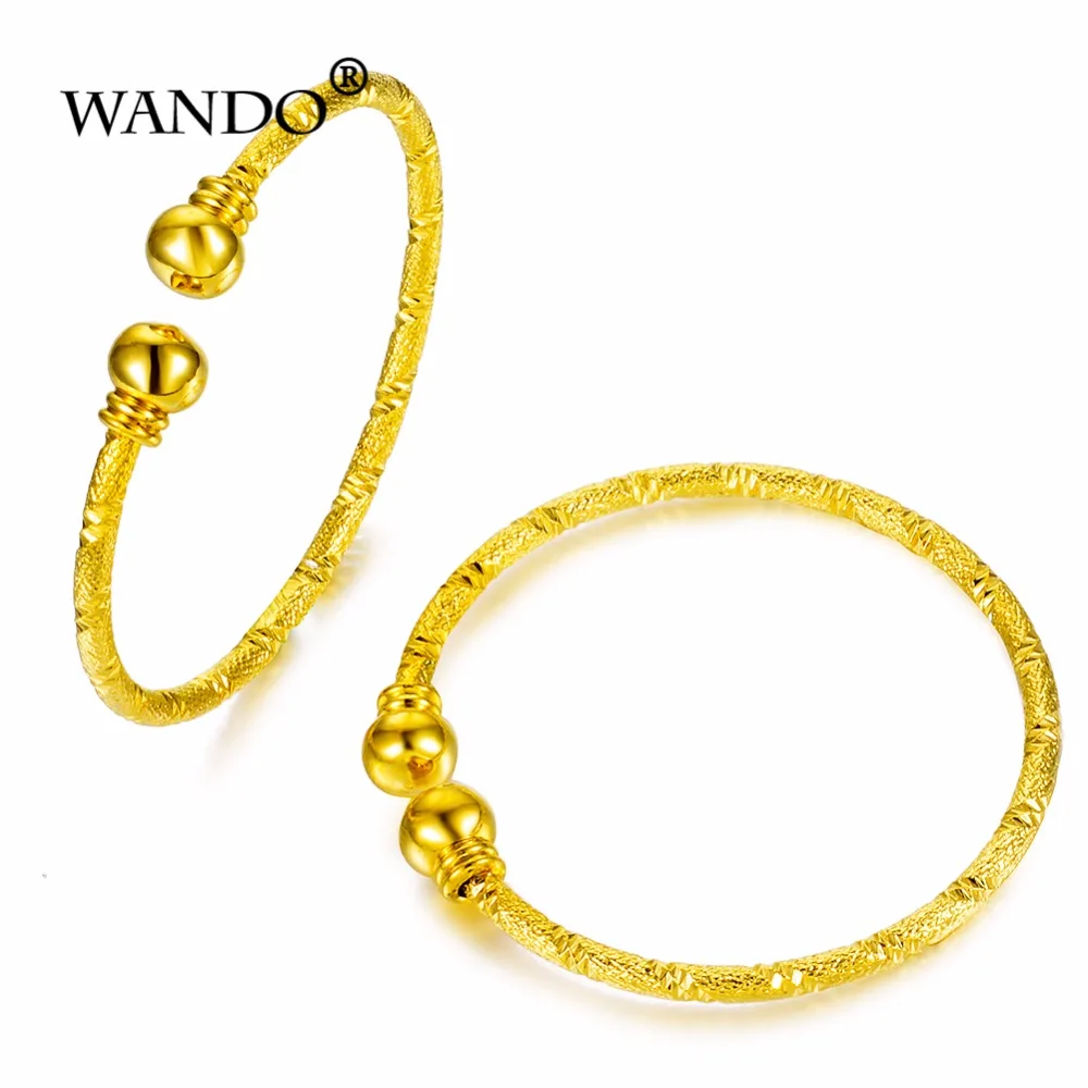 WANDO Small Gold Color Bracelet&ampBangles for Baby/Girls/Boy Charm Beads Bracelet Bell/Heart Jewelry Child Party Gifts b59 | Украшения и