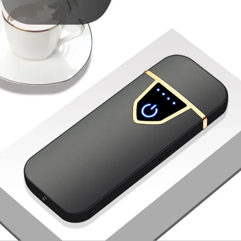 Новая сигарета с зарядкой от USB Зажигалка сенсорный переключатель двухсторонняя Зажигалка ветрозащитные беспламенные электронные зажигалки