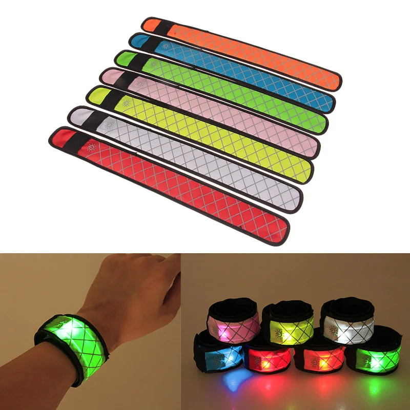 nylon led sports slap wrist strap band luminous toy bracelets on hand light flash bracelet glowing armband party toy for kids free global shipping