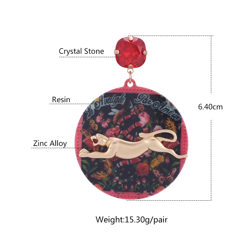 Sehuoran leopard Boho Oorbellen Смола серьги для Для женщин круглый Pendientes Модные украшения