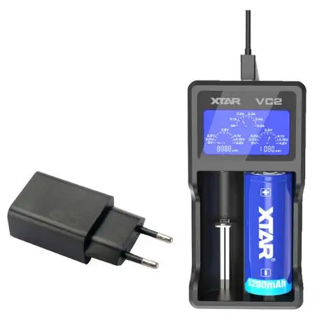 XTAR VC2 Батарея Зарядное устройство ЖК-дисплей 3,6 V 3,7 V 10400/16340/14500/18350/18500/18700/22650/26650/21700 20700 18650 литий-ионный аккумулятор Батарея Зарядное устройство - Цвет: VC2 With EU