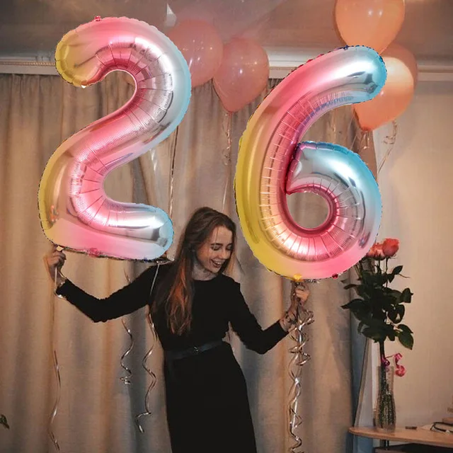 2 шт. 30 дюймов градиент цифровой алюминиевой фольги гелиевый balloon21/26/30 лет воздушный шар в форме цифры для взрослых День рождения украшения