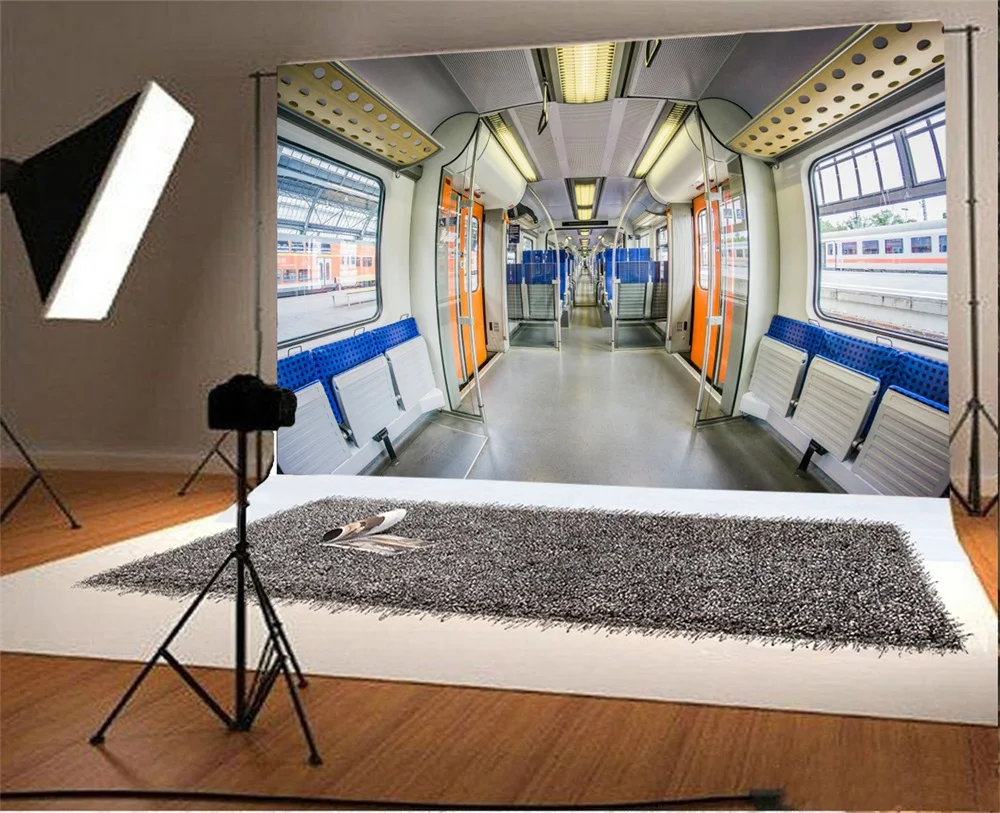 Laeacco метро кабинет поезд стулья проход ребенок портрет фотография фон для