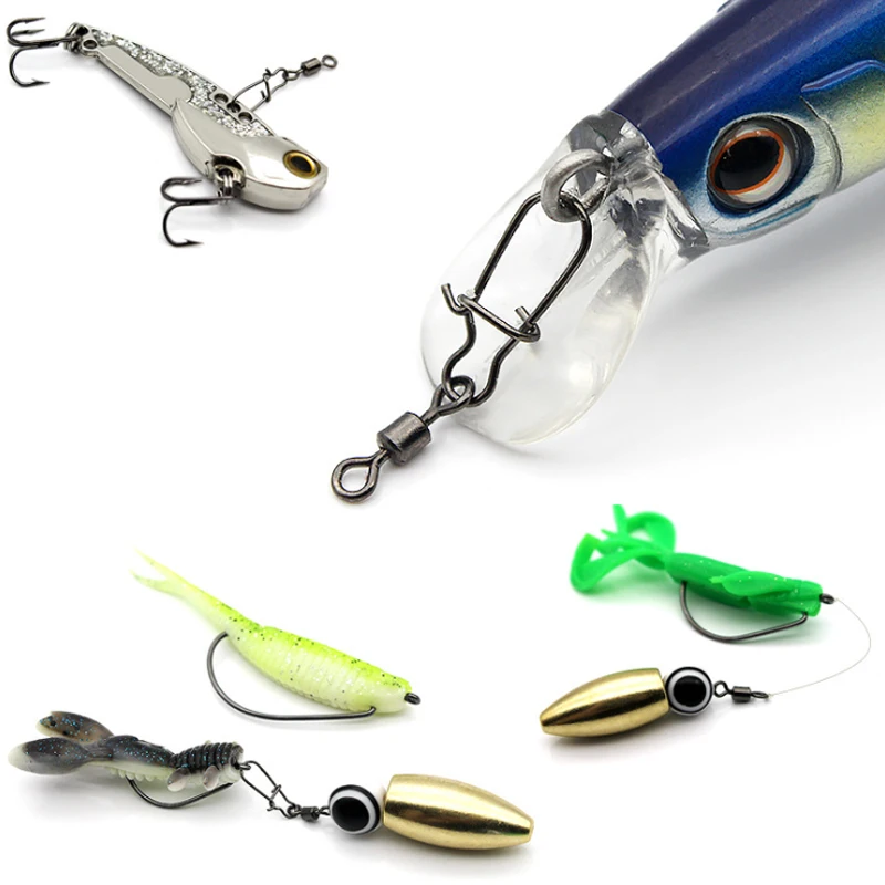 

10-100pcs/Lot Swivels Fishing Connectors Pin Bearing Rolling Swivel Snap Pins Solid with Nice Snap Fishhook Lure Tackle
