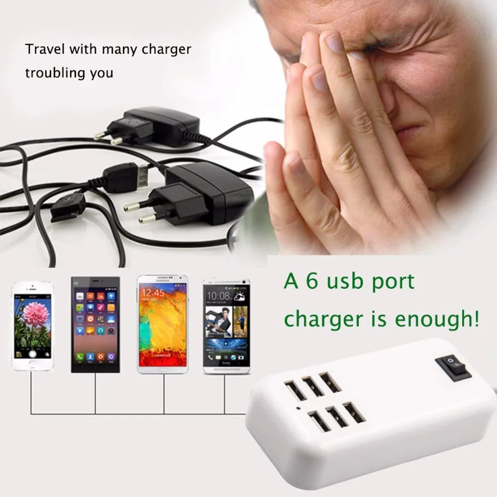 Сетевое зарядное устройство NUOLIANXIN с 6 USB-портами и кабелем | Электроника