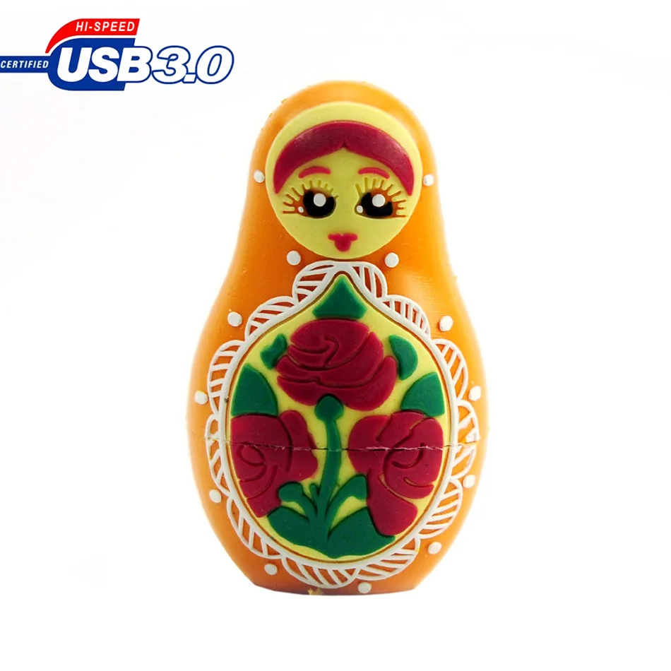 USB3.0 высокоскоростной флеш-накопитель 32 Гб мультяшная Матрешка кукла usb флеш-накопитель 32 ГБ 4 ГБ 8 ГБ 16 ГБ 64 Гб 128 ГБ usb флеш-накопитель - Цвет: Orange