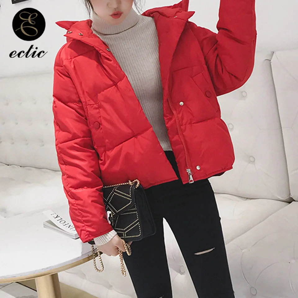 Parka Women 2021 Korean Winter Jackets Jaquetas Feminina De Inverno  Pink Hooded Bomber Puffer Jacket Long Sleeve Lammy Coat