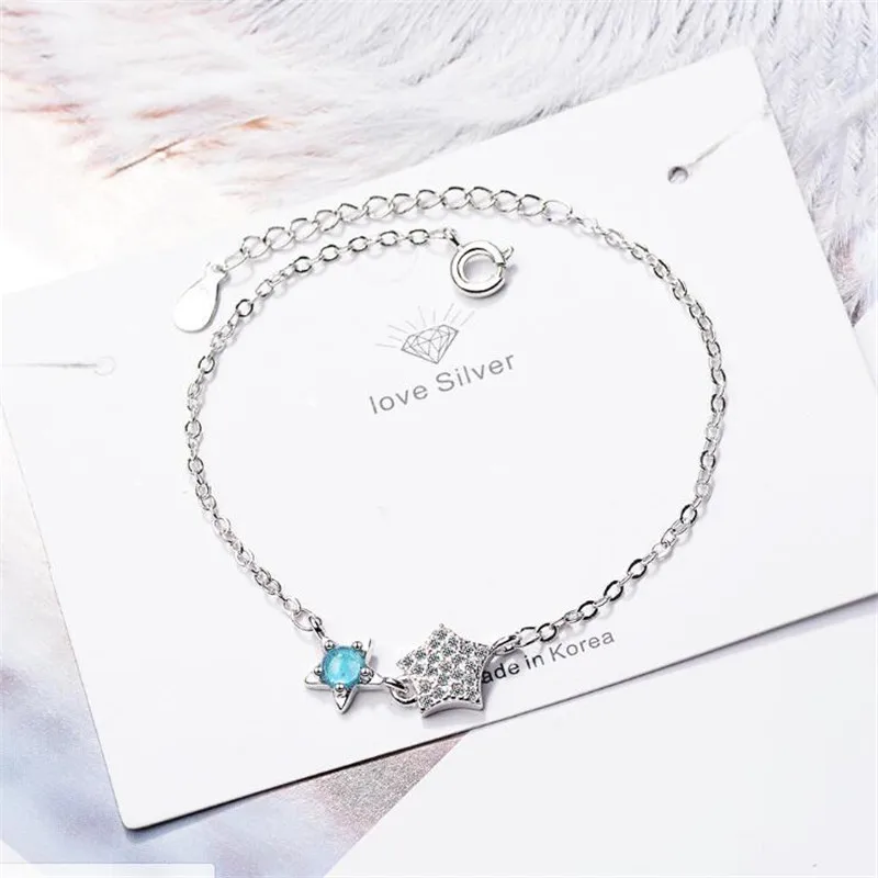 

Exquisite Popular New Fashion Beautiful Flash Silver Plated Jewelry Double Stars Crystal Women Bracelets SB149
